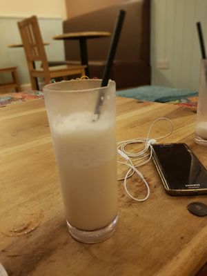 Popcorn flavour milkshake at Huckleberries in Cromer