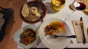 Chamna masala, pilau rice, roti at The Kathmandu in Moraira
