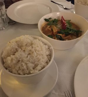 Red curry with coconut rice at Chiang Mai Kitchen in Oxford
