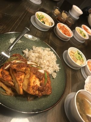 Spicy tofu steak  at HJ Farm/Hajun Farm in Suwanee