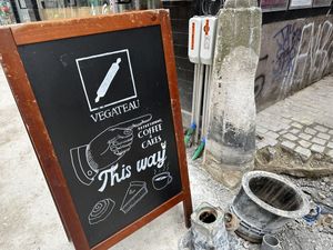 sign  at Vegateau - Vegan Coffeebar and Bakery in Antwerpen