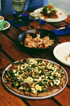 Urap Sayur Pizza at Elixir in Ubud