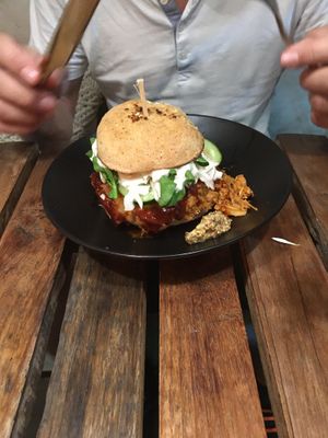 Vegan burger at Elixir in Ubud