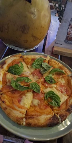 Margarita pizza on sourdough base at Elixir in Ubud