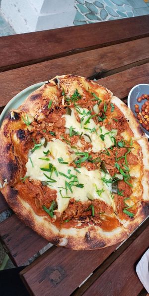 Jackfruit pizza on sourdough - my fav! at Elixir in Ubud