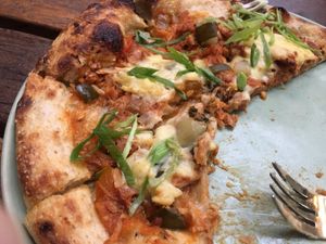 BBQ jackfruit pizza  at Elixir in Ubud