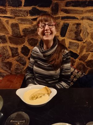 Apple pie and custard at The Highwayman Inn in Okehampton