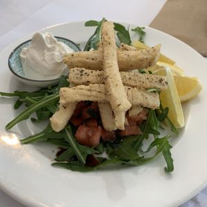 Vegan salt and pepper calamari at Caruso's in Gymea