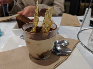 Vegan tiramisu  at Caruso's in Gymea