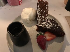 Vegan sticky date, one serve is enough for two 👌 at Caruso's in Gymea