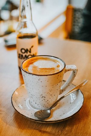 Caffe latte with almond milk.  at Bopp Cafe in Tallinn