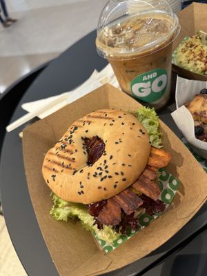 Breakfast bagel  at Green and Go in Doha