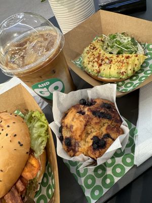 Blueberry muffin  at Green and Go in Doha