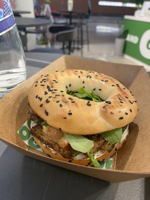 Chick’n bagel  at Green and Go in Doha