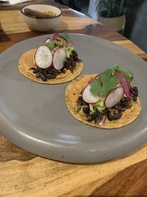 Chipotle black bean tacos  at Greenr Cafe in New Delhi