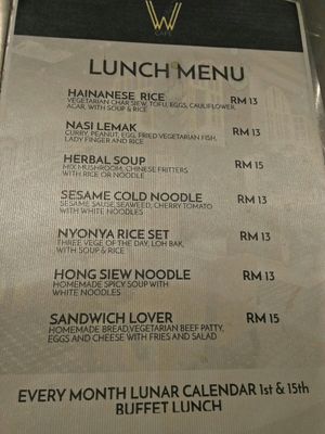 Menu at W Life Cafe  生活 in Penang