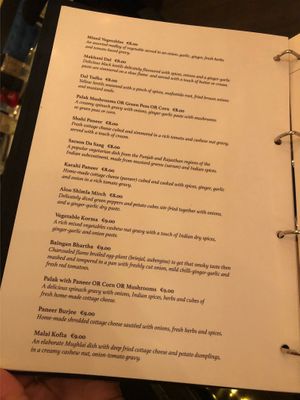 Menu at Bombay Blues in Rome