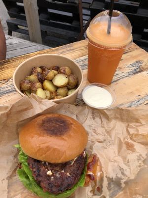 Menu (juice is from a different place) at Plant Food in Aarhus