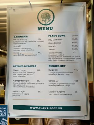 Menu at Plant Food in Aarhus