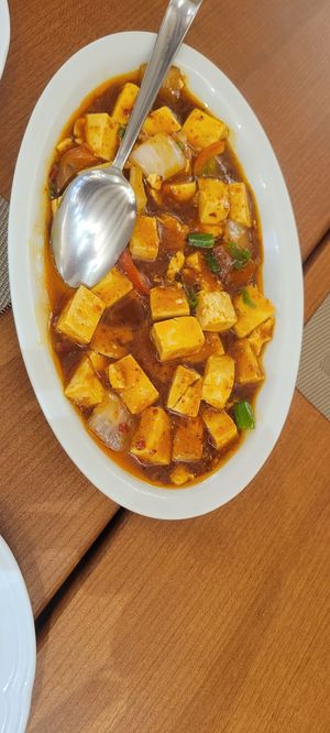 Tofu in spicy sauce / mapo tofu (toufu in salsa piccante) at Orient Express in Venice