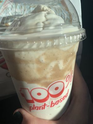 Salted caramel shake—really good!!!! at Monty's Good Burger - Echo Park in Los Angeles