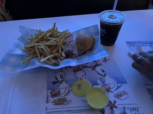 This was the chick’n sandwich, fries, monty’s cola, and a side of their haberno sauce at Monty's Good Burger - Echo Park in Los Angeles