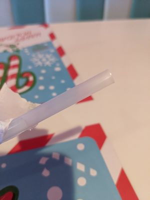 Just how I love my straws, plastic. at Monty's Good Burger - Echo Park in Los Angeles