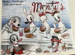 Monty’s placemat   at Monty's Good Burger - Echo Park in Los Angeles
