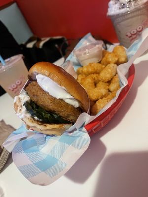 Chickn’ burger   at Monty's Good Burger - Echo Park in Los Angeles