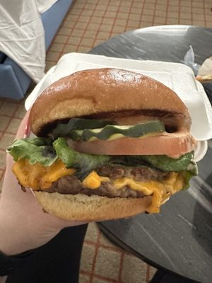 Double cheeseburger  at Monty's Good Burger - Echo Park in Los Angeles