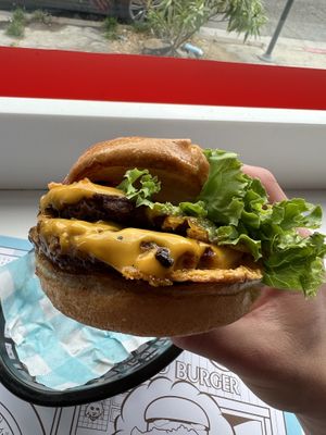 Double burger 😋  at Monty's Good Burger - Echo Park in Los Angeles