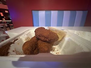 Nashville hot dry rub tenders with side of Habanero Sauce!  at Monty's Good Burger - Echo Park in Los Angeles