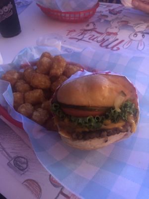 Impossible burger and tots at Monty's Good Burger - Echo Park in Los Angeles