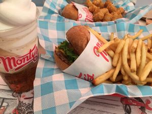 Vegan Burger with Fries and Float at Monty's Good Burger - Echo Park in Los Angeles