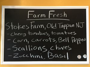Daily farm-to-table board  at Noodle Hub in Tappan