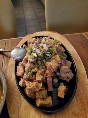 Vegan Sizzling Tofu-Sisig$ 14.00

Crispy tofu w vinegar, soy sauce, onion, chilies at Kulinarya in Coquitlam