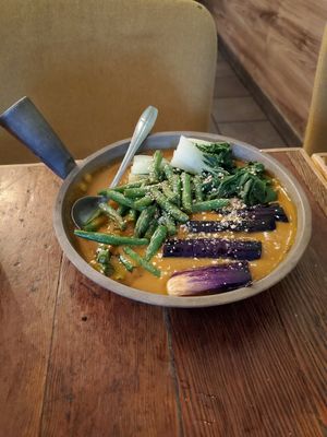 Vegan Kare-kare$ 16.00

Fried eggplant, green beans, baby bok choy in stewed peanut sauce at Kulinarya in Coquitlam