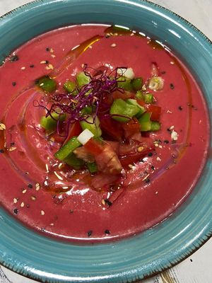 Beet soup at theVeggielab in Colmenar Viejo