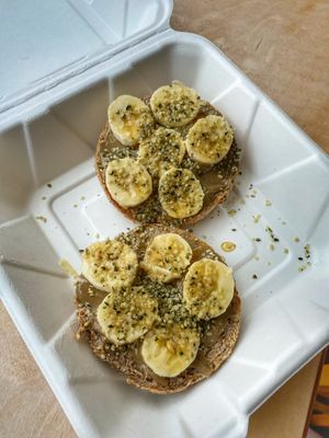 Banana nut butter bagel   at The Sprout Kitchen in St Augustine