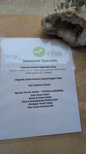 Seasonal specials (December 2025) at The Sprout Kitchen in St Augustine