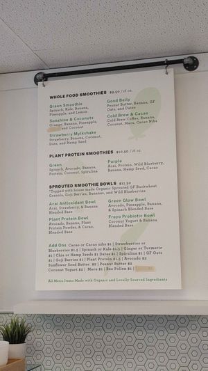 Menu at The Sprout Kitchen in St Augustine