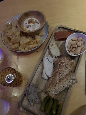 chips & onion dip , cheese board   at Firehouse 12 in New Haven