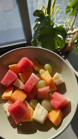 Fruit salad I took home for a healthy snack later   at Super Raw in Preston