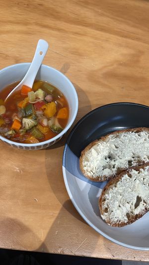 Veggie soup  at Super Raw in Preston