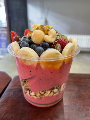 Large tropical smoothie bowl   at Super Raw in Preston