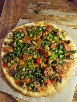 Beyond sausage, mushroom, and broccolini pizza at Mizza in Santa Barbara