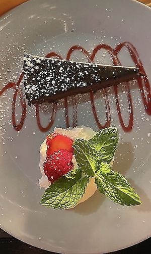 flourless cake  at Mizza in Santa Barbara