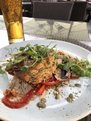 Vegan slow roast tomato bake with oyster mushrooms  at The Kings Arms in Solihull