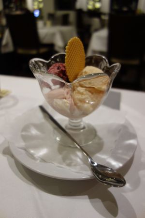 Vegan ice-cream with whipped cream at Insel Bastei am Rhein in Ludwigshafen