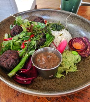 Heritage vegetable bhajie Buddha bowl  at Market Square in Folkestone